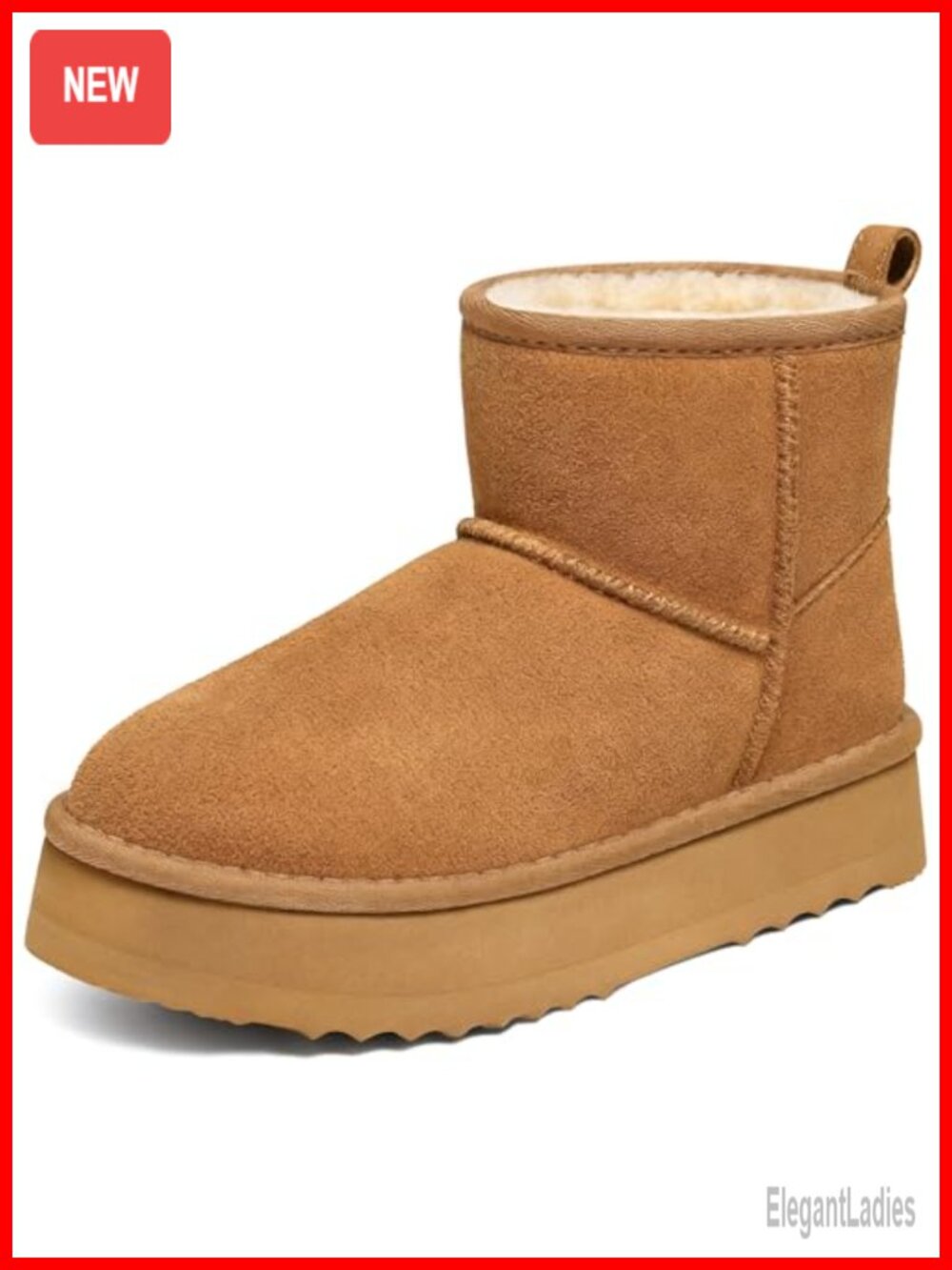 Genuine Suede Platform Mini Ankle Boots Fur Lined Snow Boots